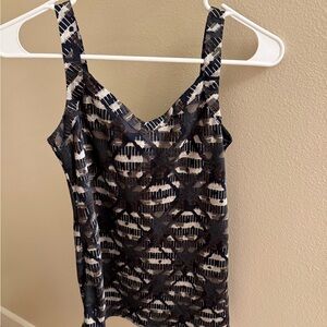 NIC+ZOE Geometric Print Camisole in Blue and Cream